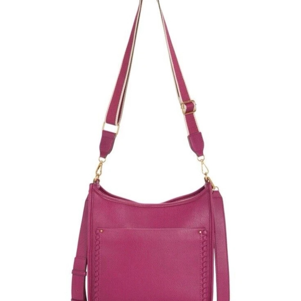Style & Co Whipstitch soft faux-leather medium Crossbody Purse Twinberry Pink